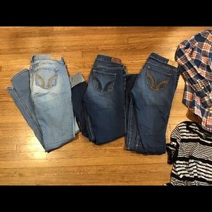 3 Hollister jeans & 2 Forever 21 tops